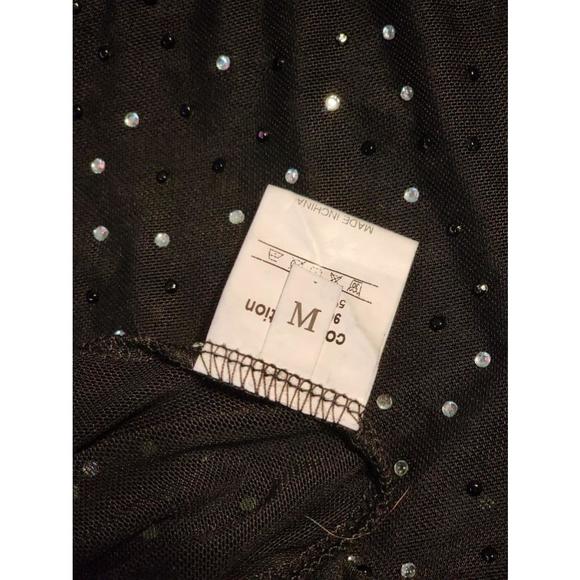 ♦️SOLD♦️ - Mock Neck Long Sleeve Sheer Rhinestone Bodysuit - Size M - NWOT - Picture 6 of 8